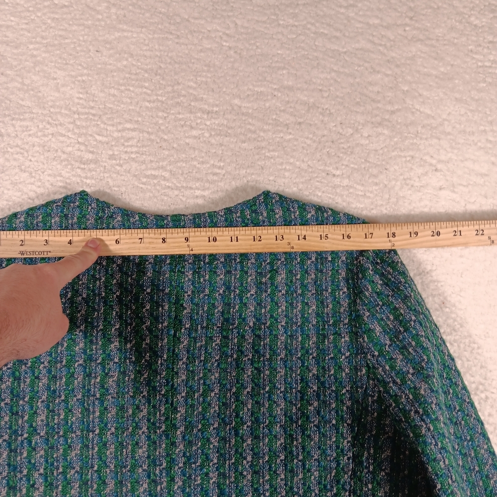 J. Crew Tweed Lady Jacket Womens 16 Green Textured Gold Creat Buttons Career - Picture 9 of 13